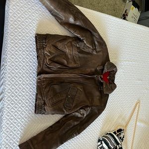 Brown leather jacket